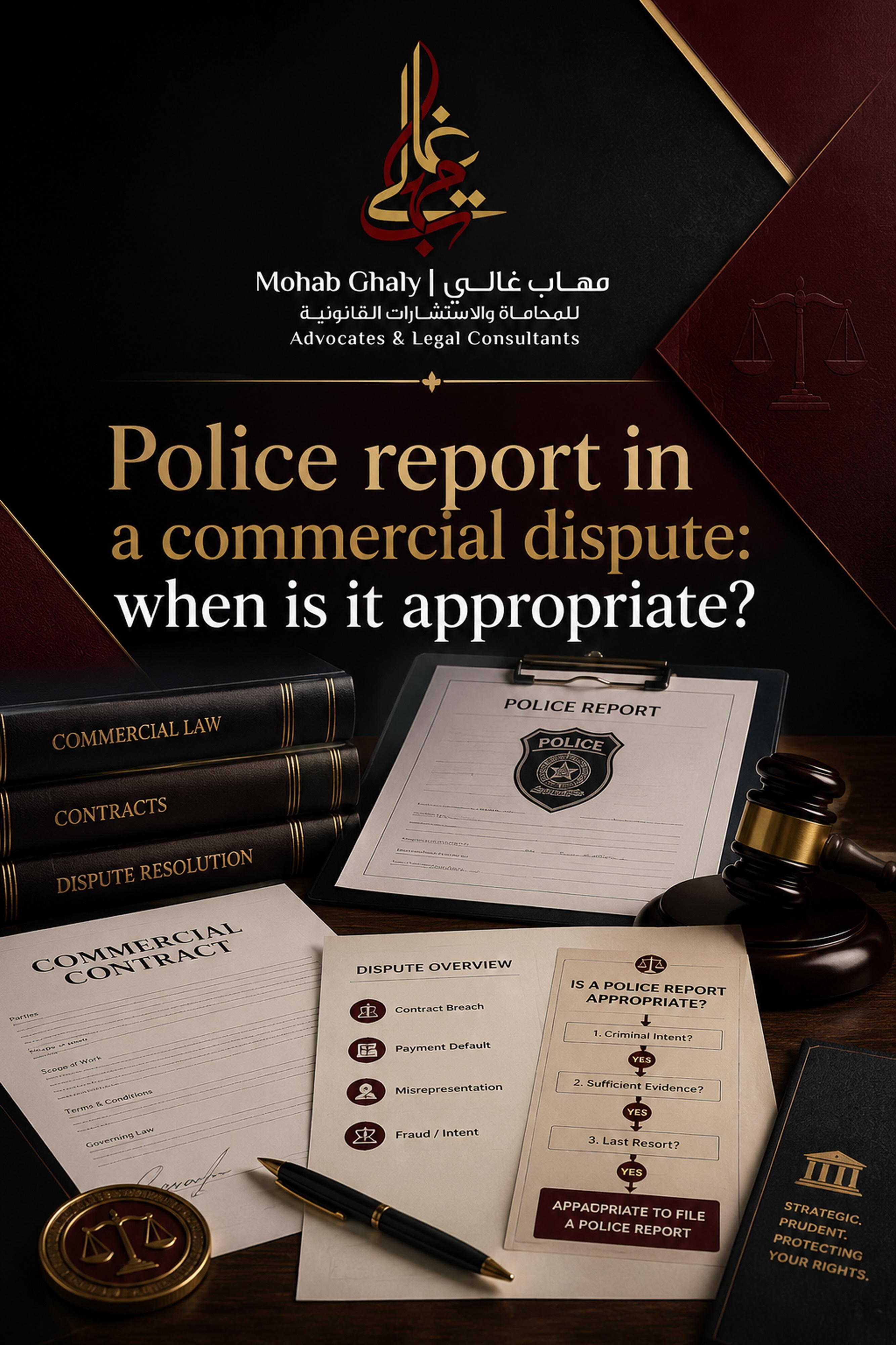 开罗刑事律师：police report commercial dispute Egypt 实务指南