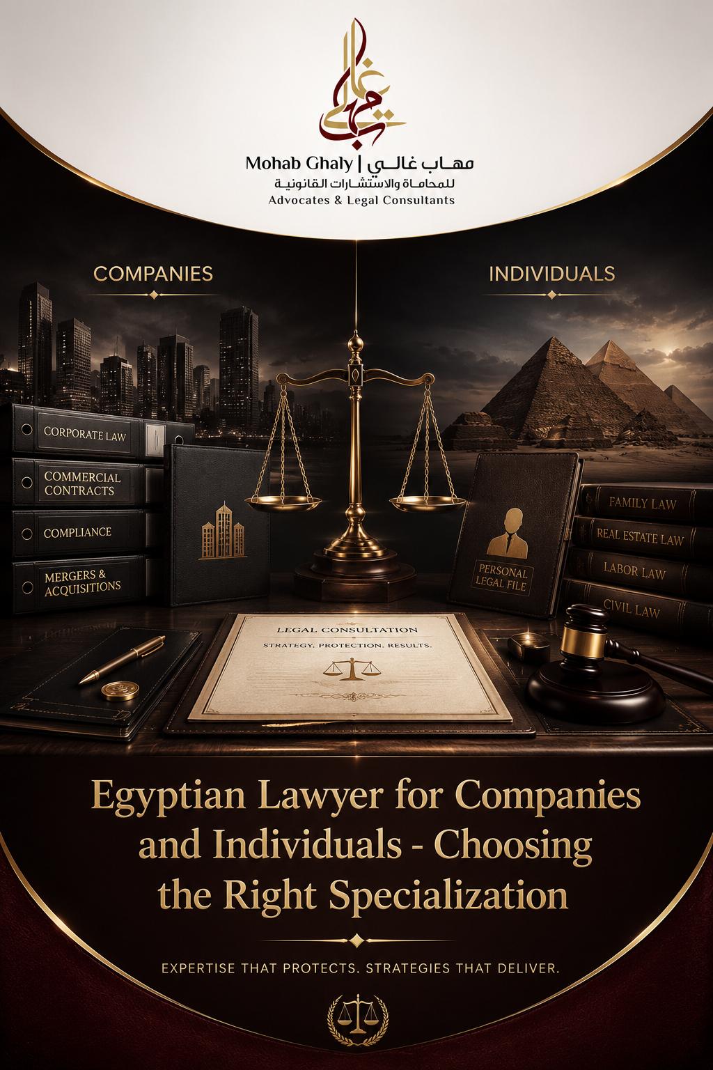 Egyptian lawyer for companies and individuals: choosing the right specialization